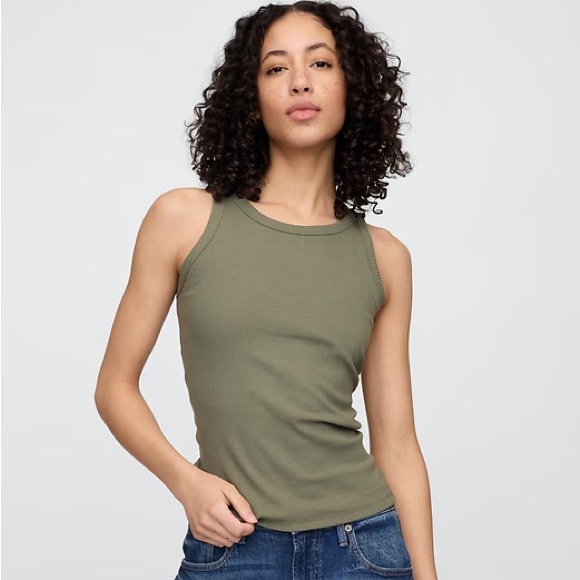 GAP Tops - GAP Mesculan Green Scoopneck Ribbed Tank Top—BRAND NEW, NEVER WORN!